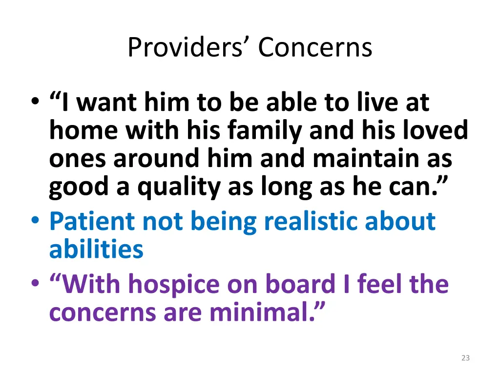 providers concerns