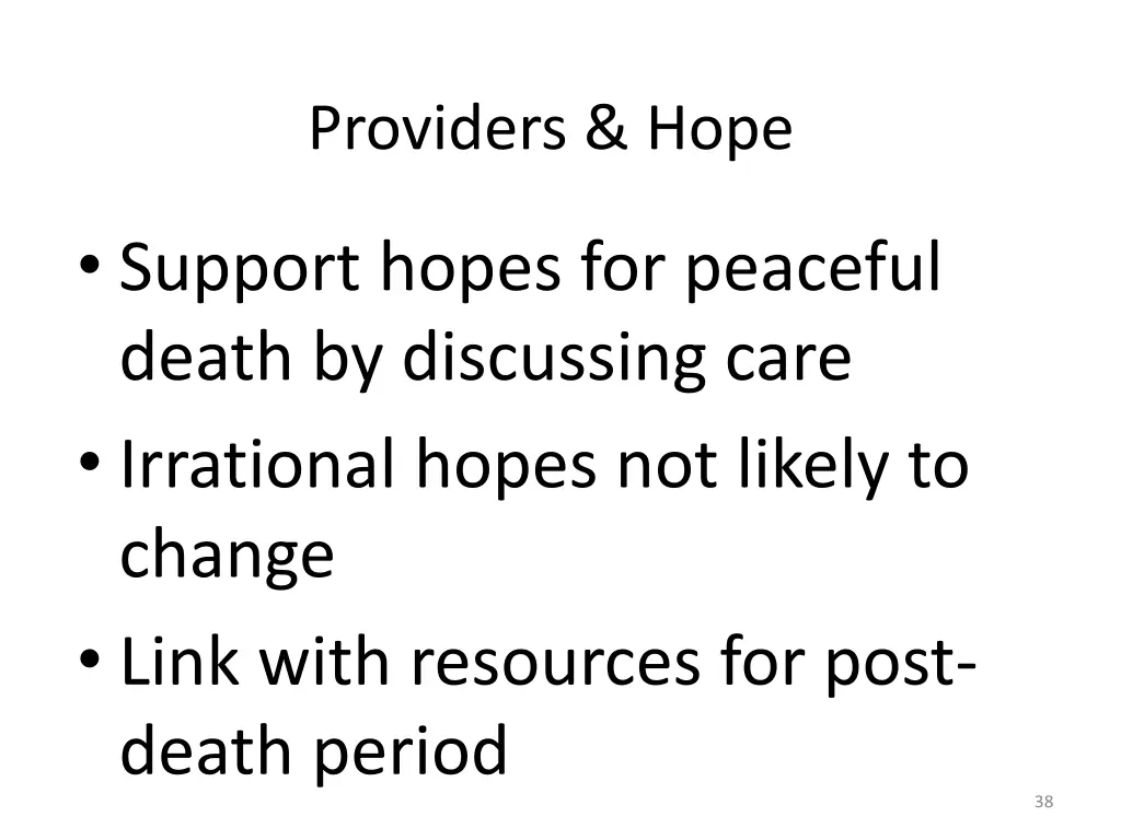 providers hope