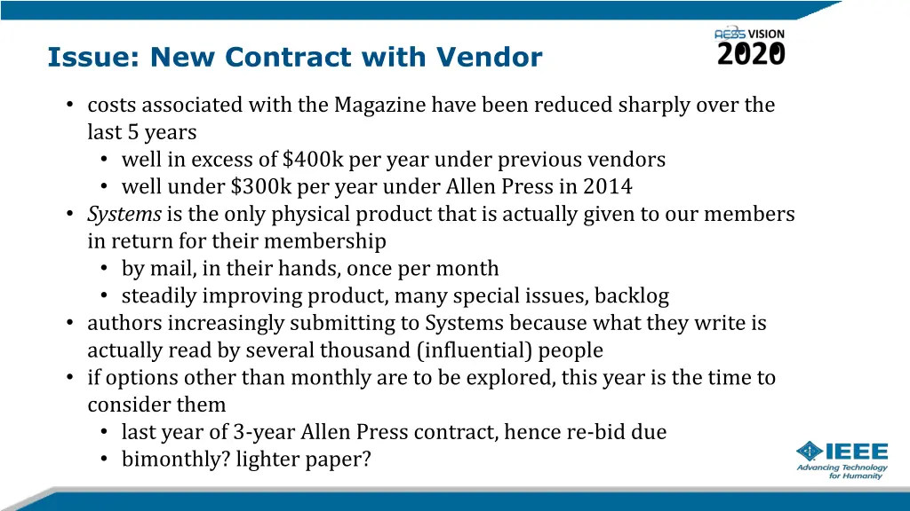 issue new contract with vendor