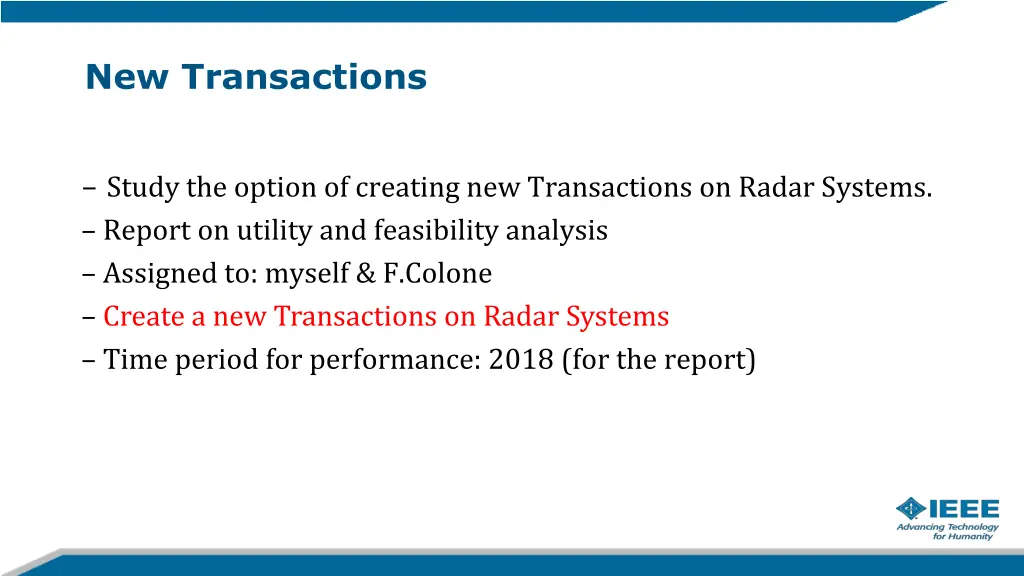 new transactions