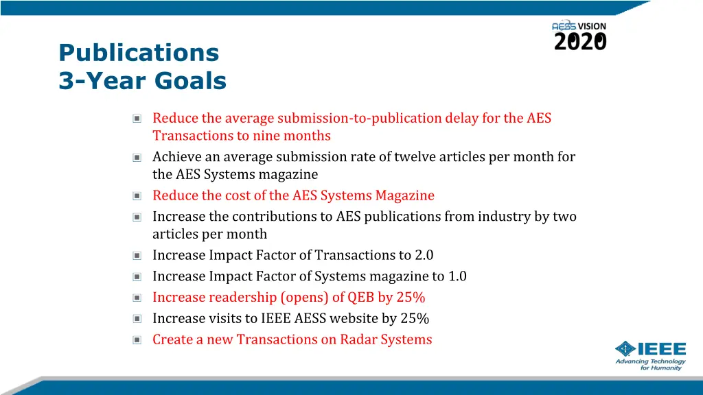 publications 3 year goals