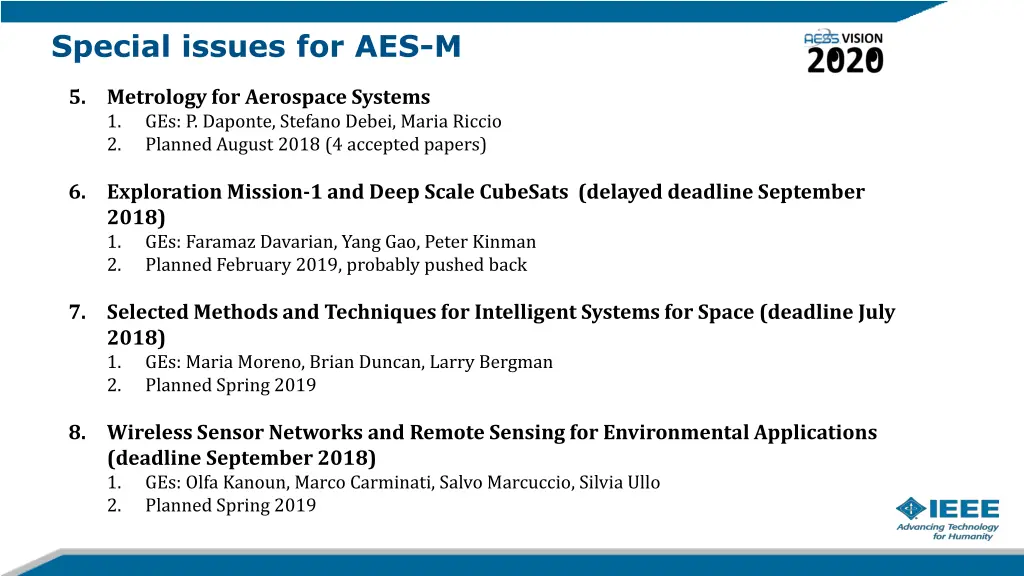 special issues for aes m 1