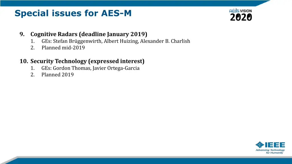 special issues for aes m 2