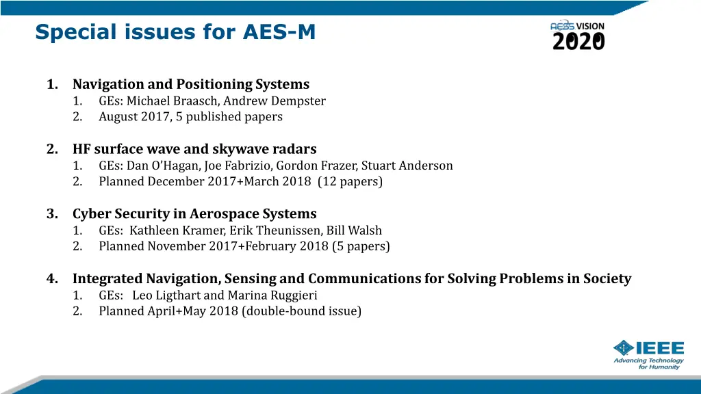 special issues for aes m