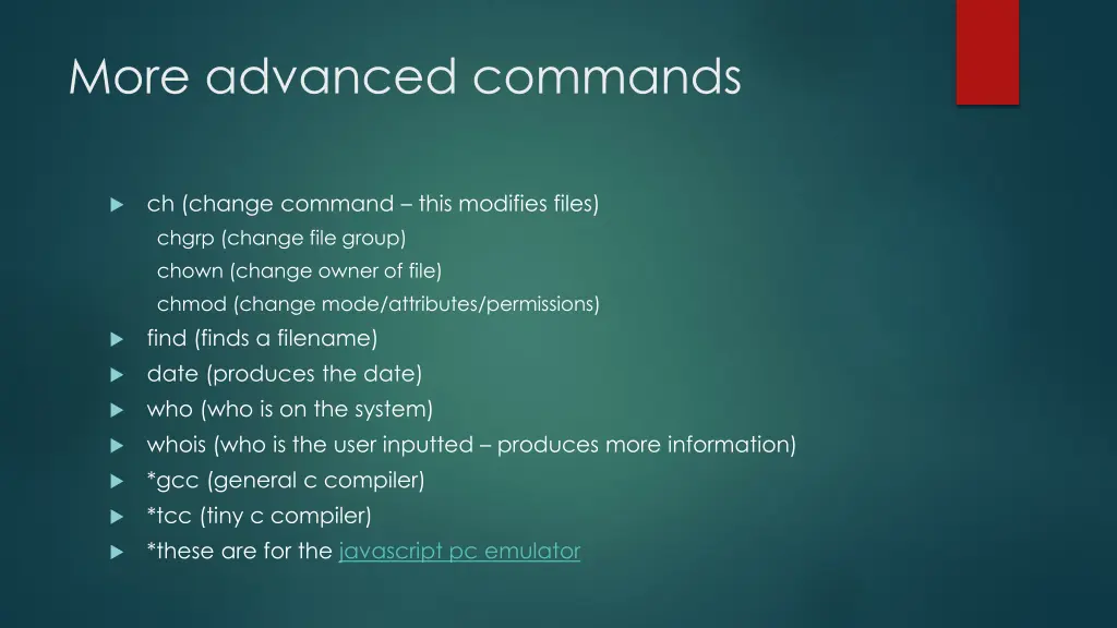more advanced commands