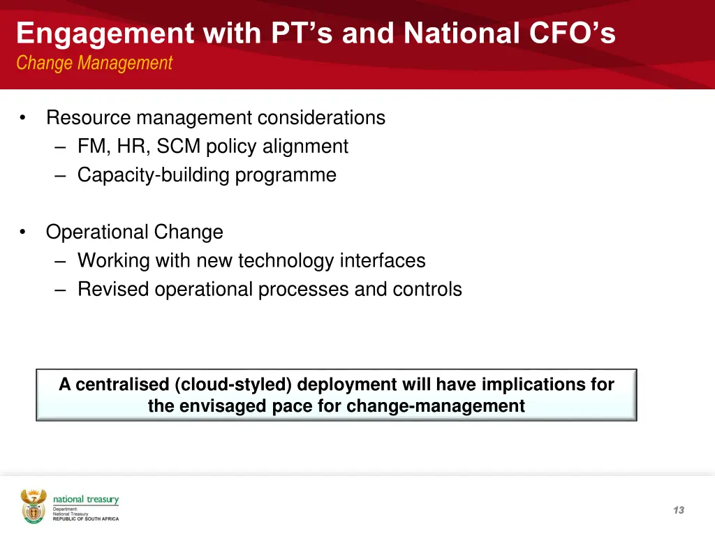 engagement with pt s and national cfo s change