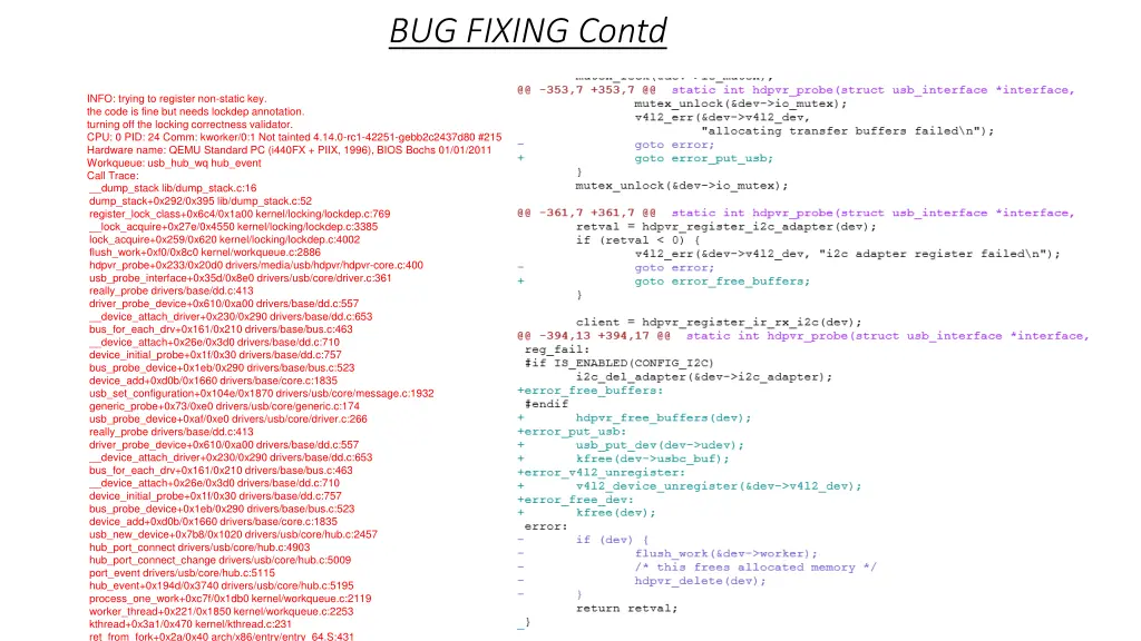 bug fixing contd