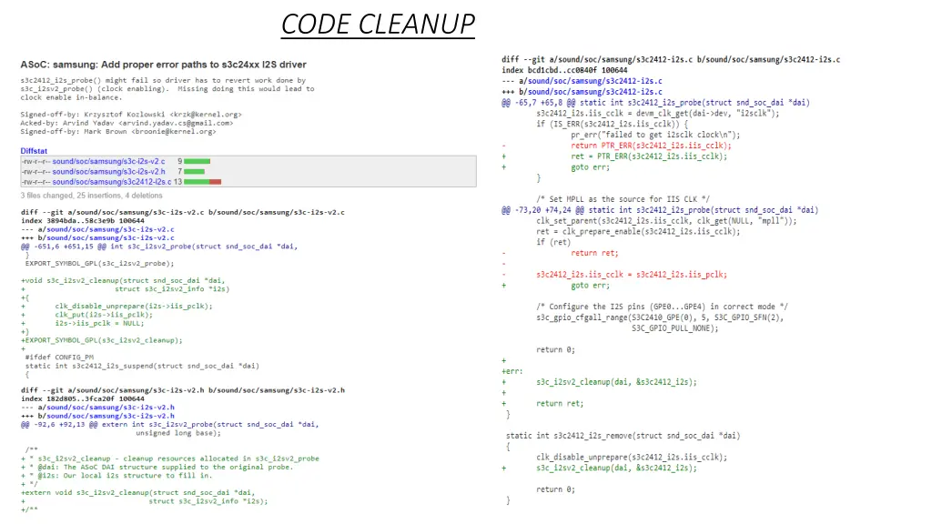 code cleanup