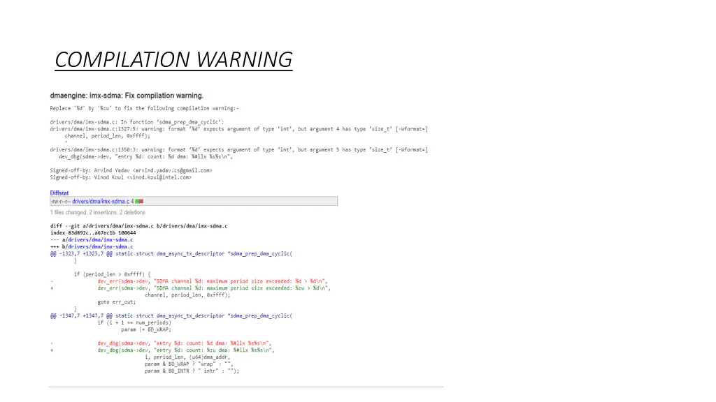 compilation warning