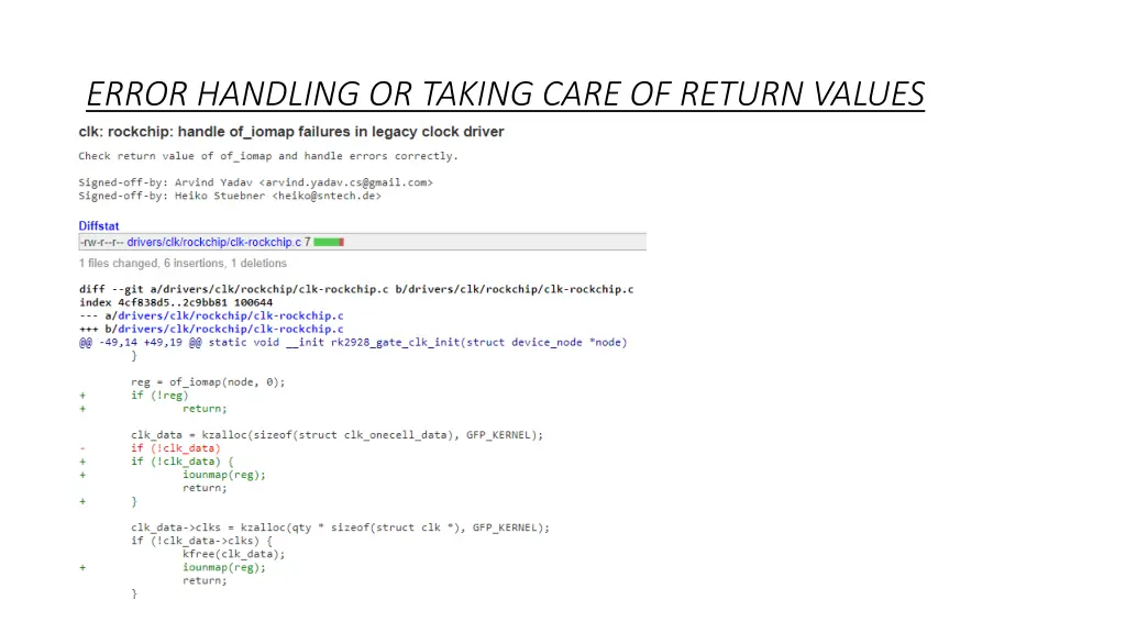 error handling or taking care of return values