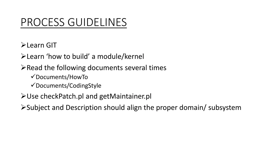 process guidelines