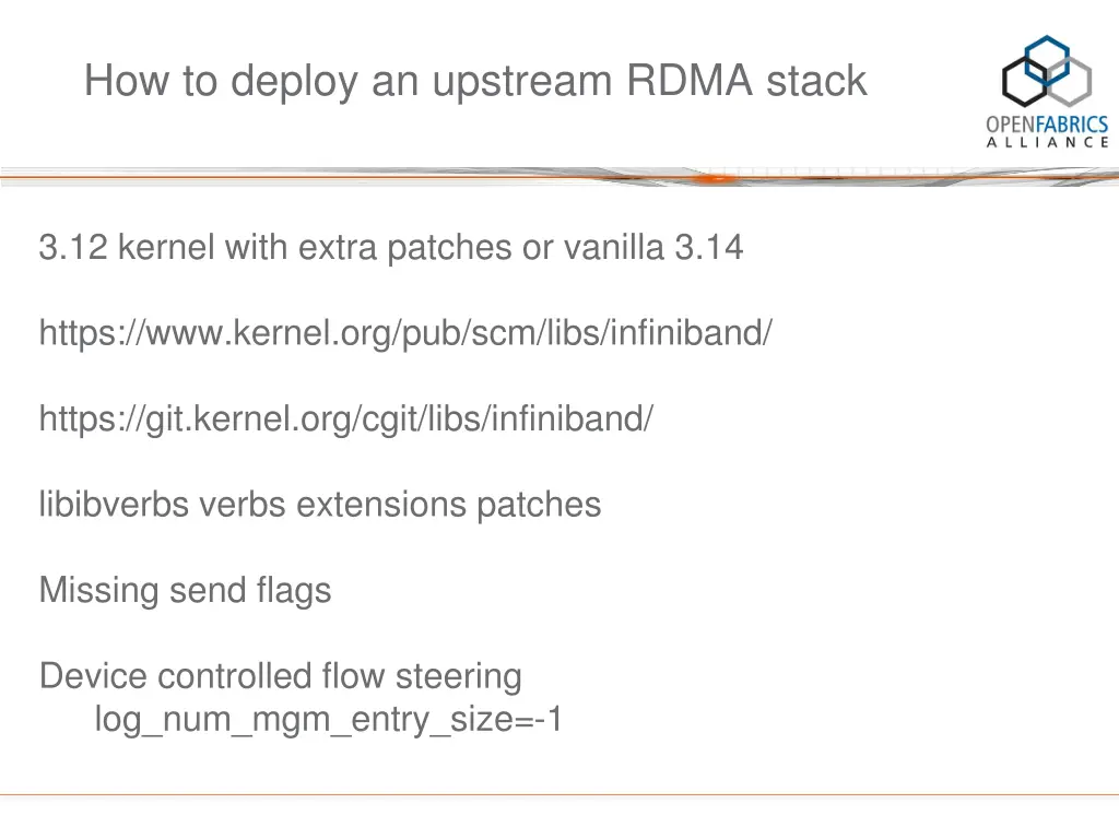 how to deploy an upstream rdma stack