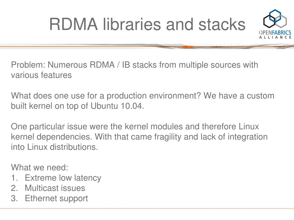 rdma libraries and stacks