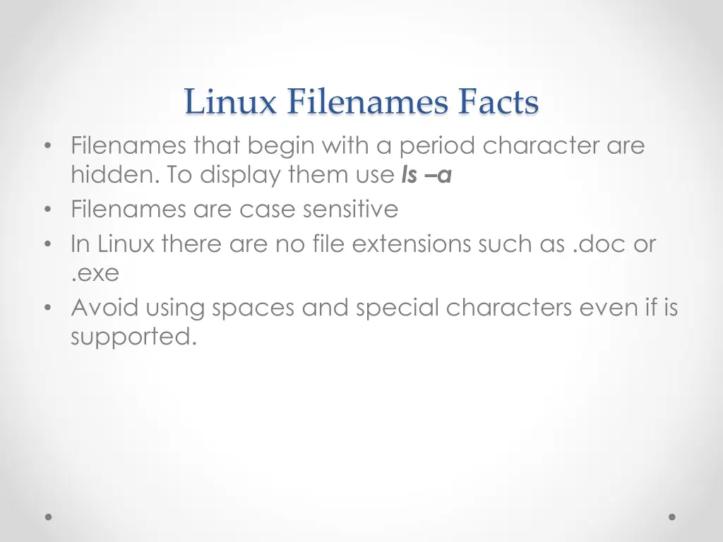 linux filenames facts filenames that begin with