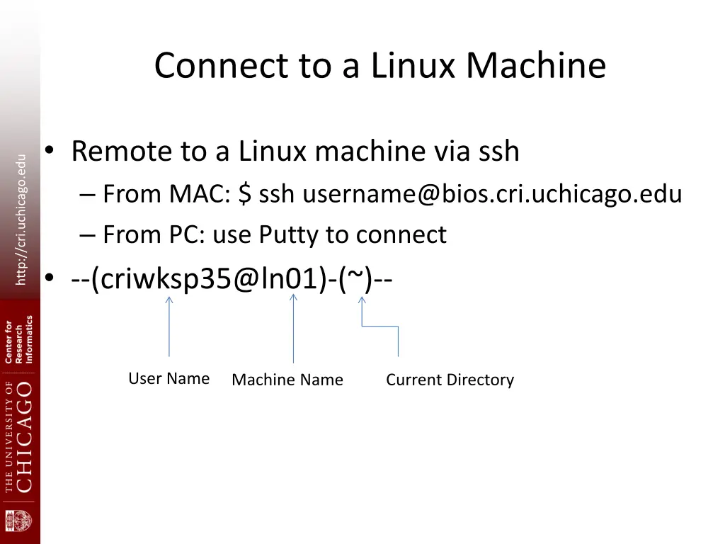 connect to a linux machine