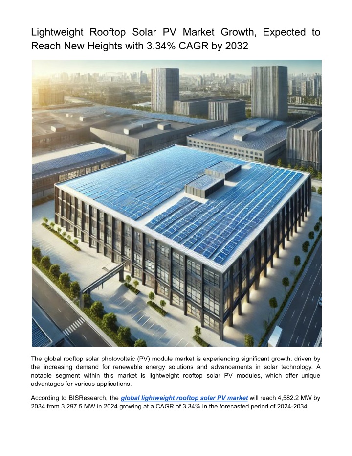 lightweight rooftop solar pv market growth