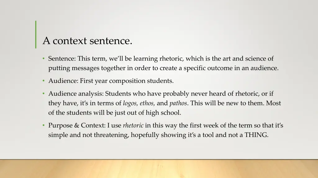 a context sentence