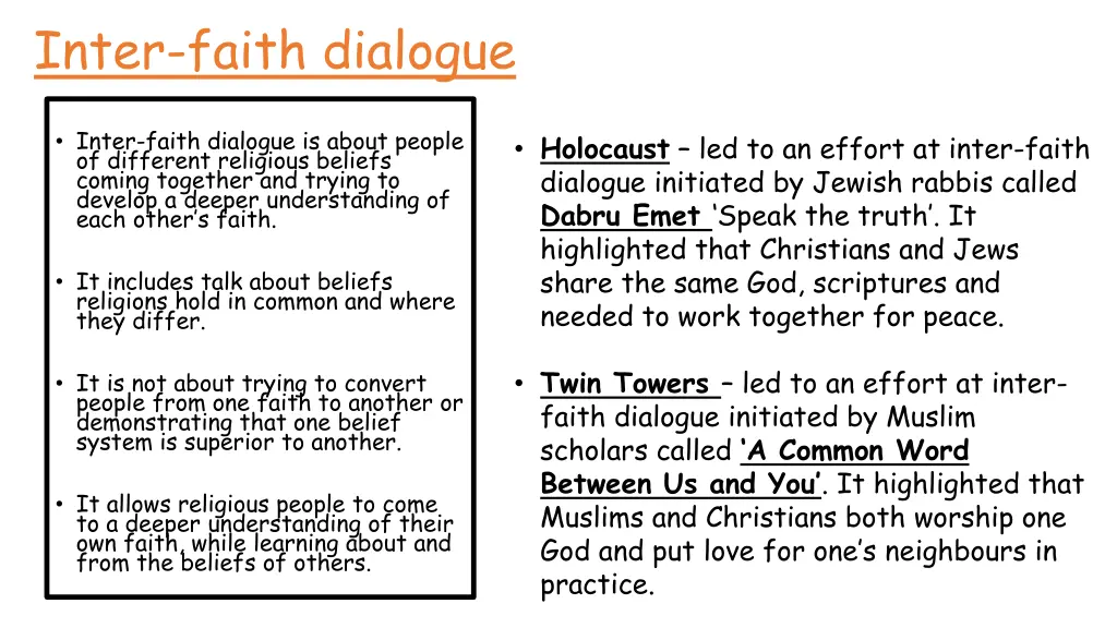 inter faith dialogue