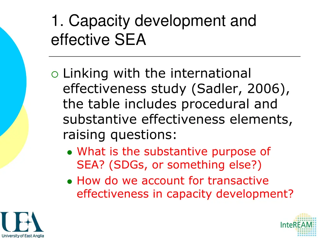 1 capacity development and effective sea 2