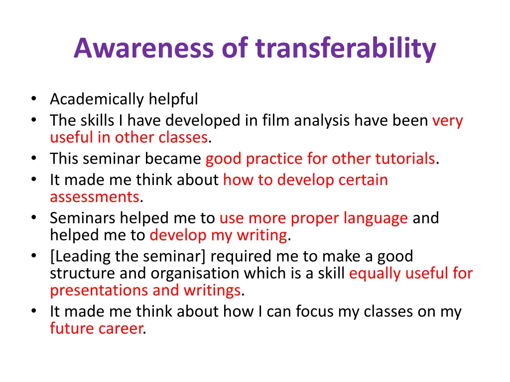 awareness of transferability