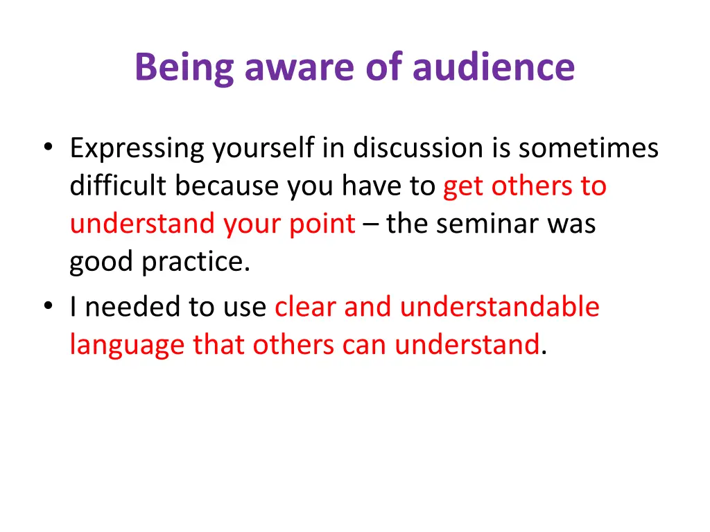 being aware of audience
