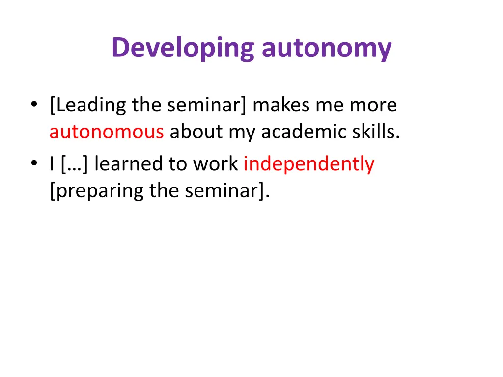 developing autonomy
