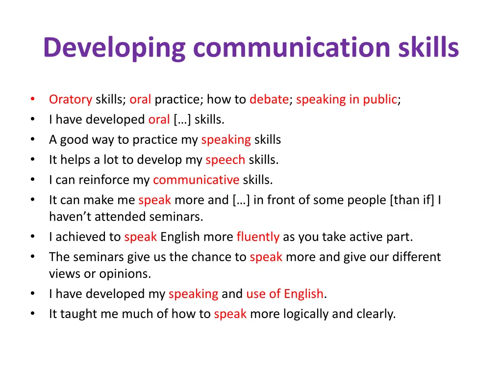 developing communication skills