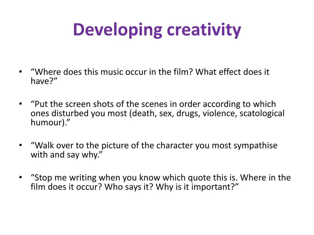 developing creativity