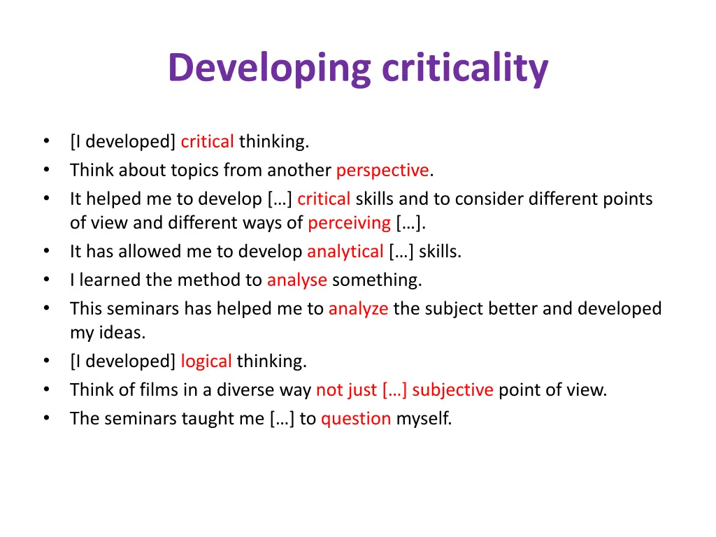 developing criticality