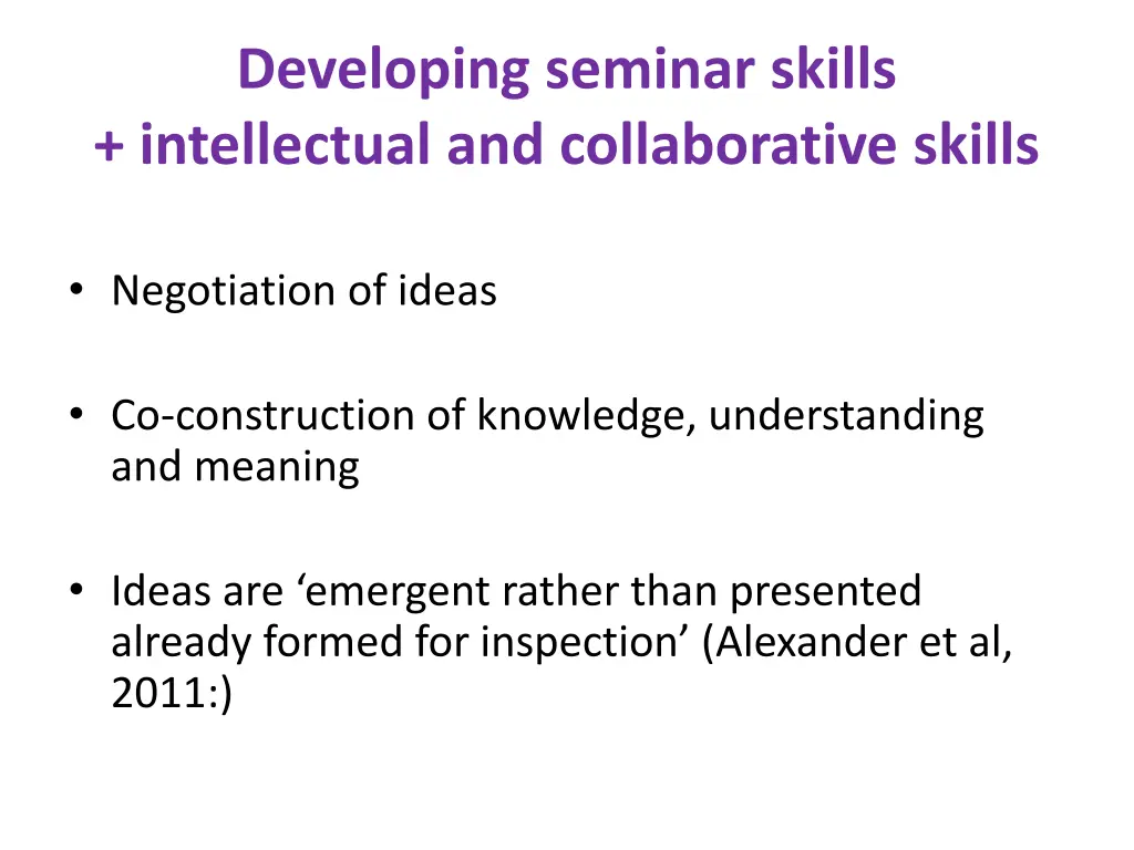 developing seminar skills intellectual