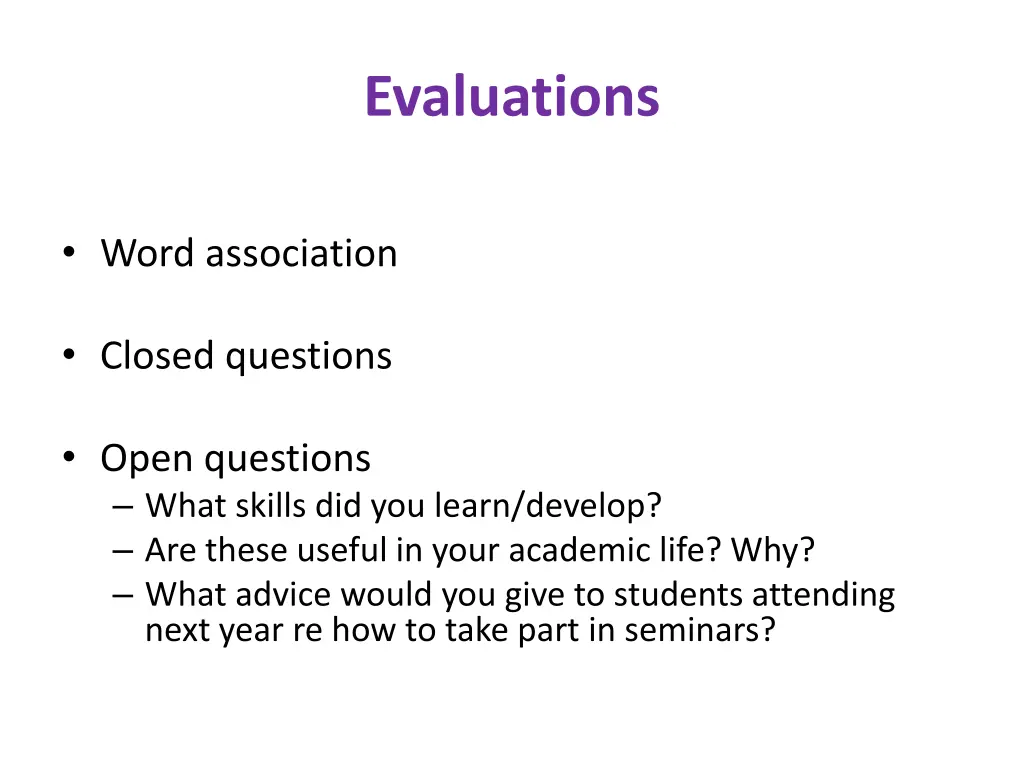 evaluations
