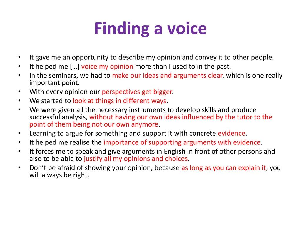 finding a voice