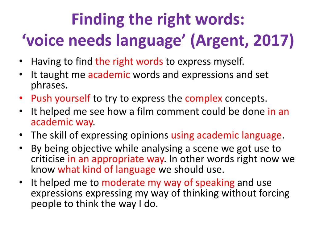 finding the right words voice needs language