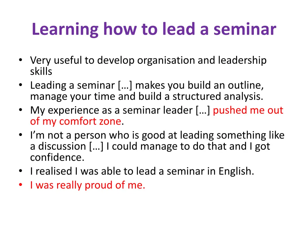 learning how to lead a seminar