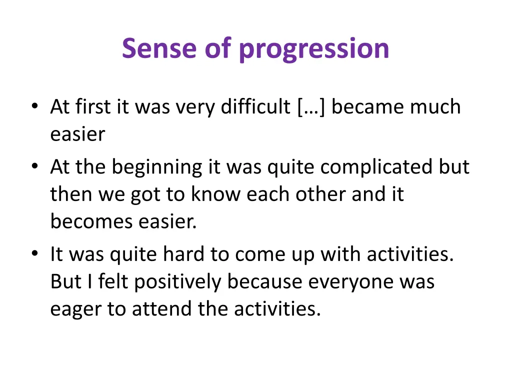 sense of progression