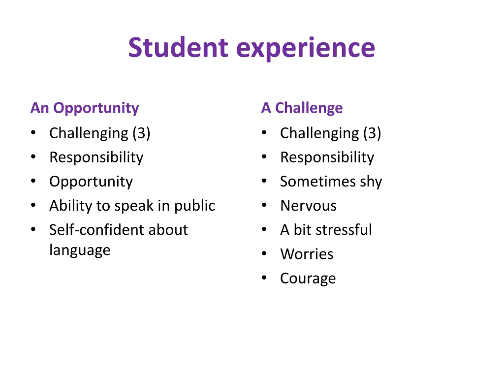student experience 1