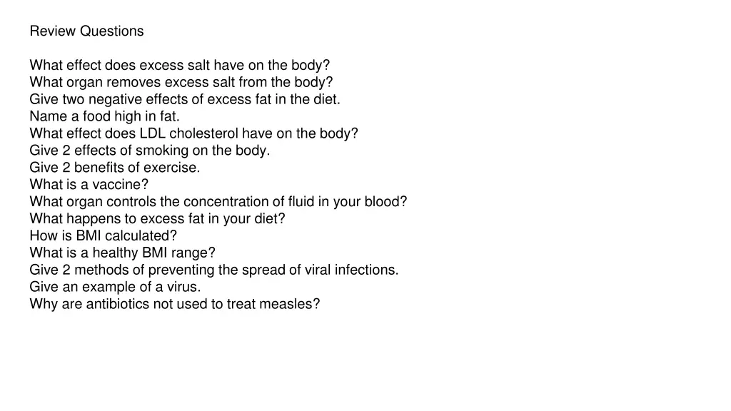 review questions