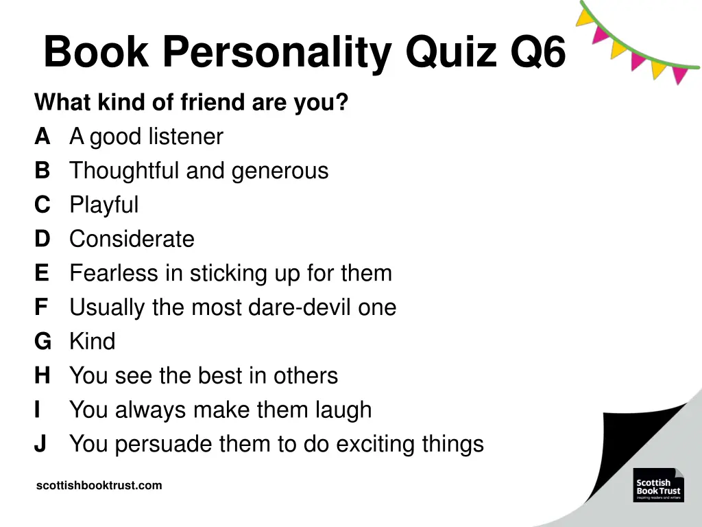 book personality quiz q6 what kind of friend