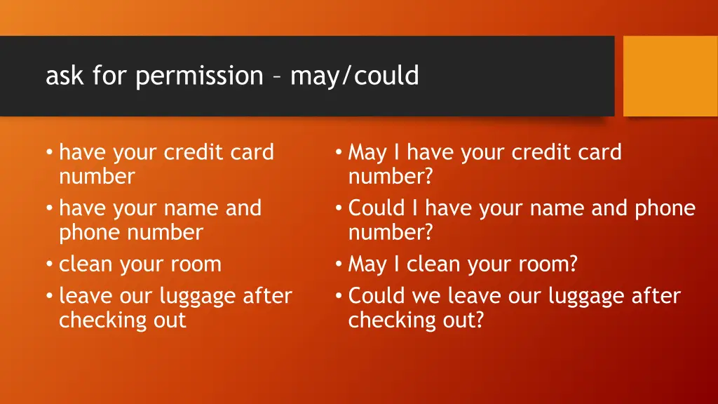 ask for permission may could