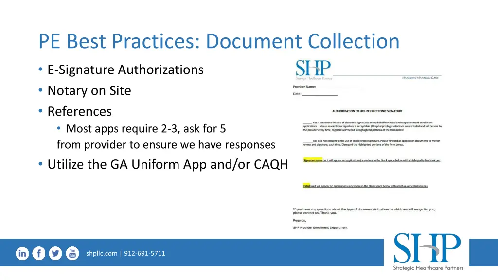 pe best practices document collection e signature