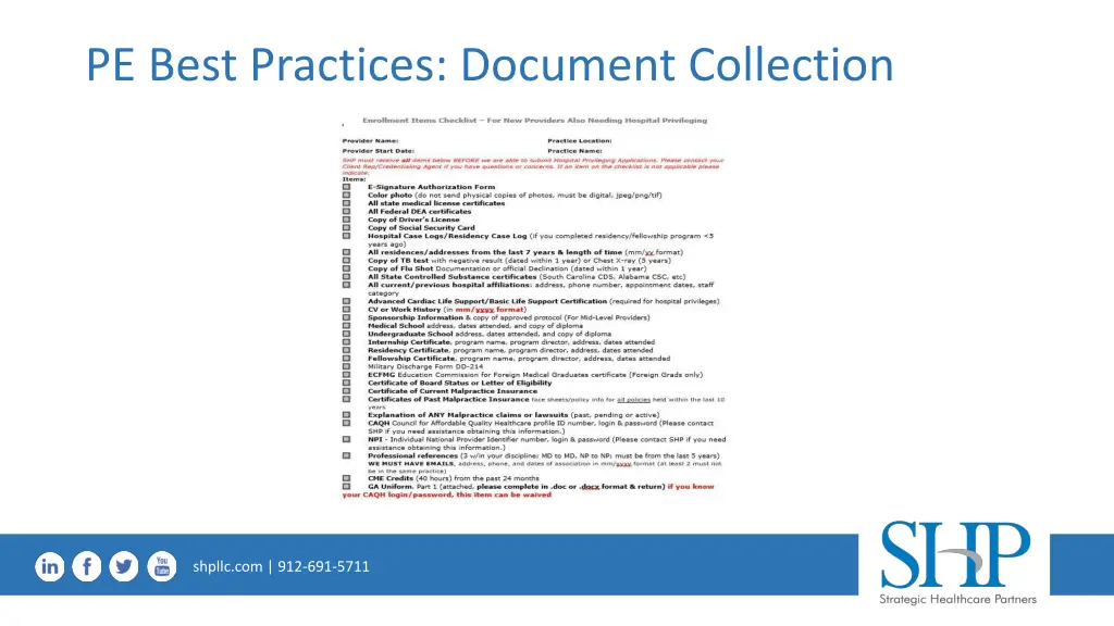 pe best practices document collection