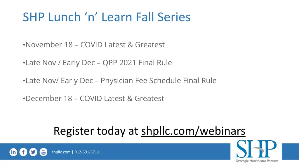shp lunch n learn fall series