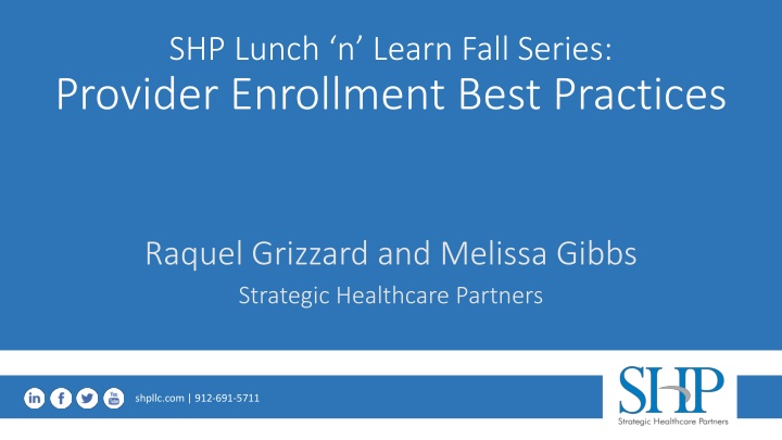 shp lunch n learn fall series provider enrollment