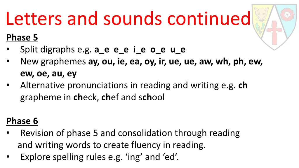 letters and sounds continued phase 5 split
