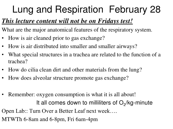 lung and respiration february 28 this lecture