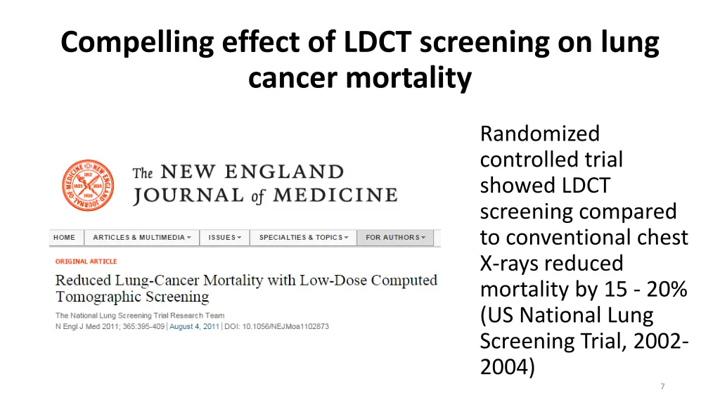 compelling effect of ldct screening on lung
