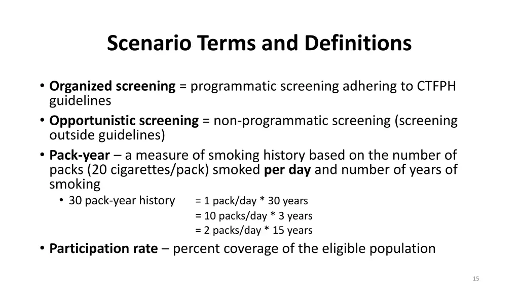 scenario terms and definitions
