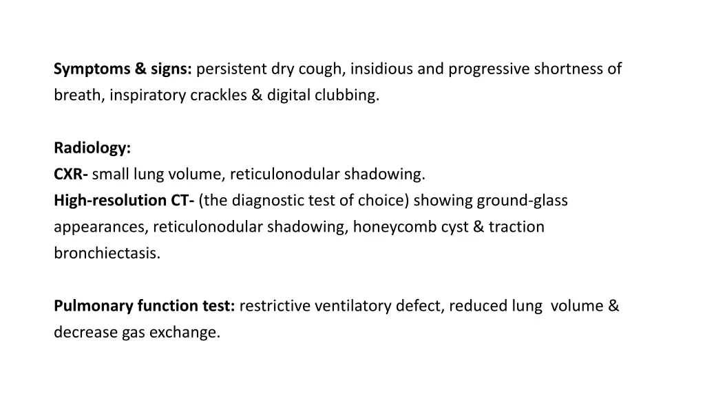 symptoms signs persistent dry cough insidious