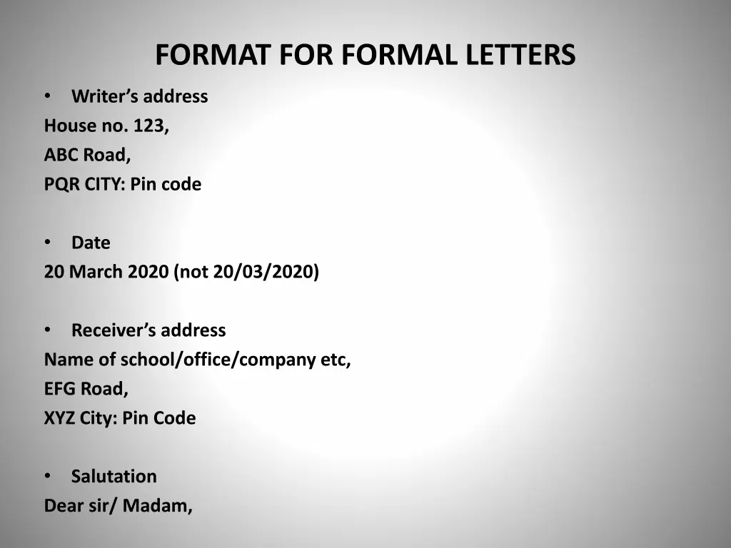 format for formal letters