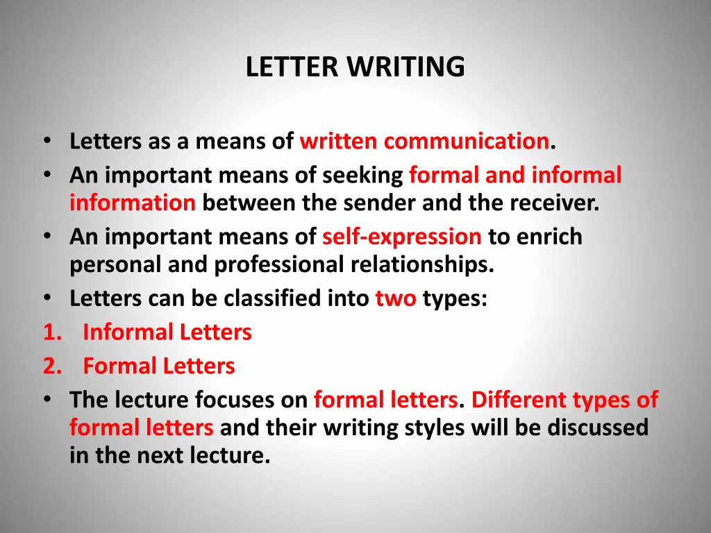 letter writing